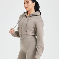 Classic Lounge Cropped Zip Through Hoodie | Minky