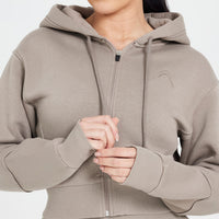 Classic Lounge Cropped Zip Through Hoodie | Minky