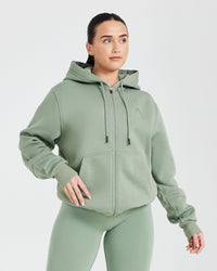 Classic Lounge Oversized Zip Through Hoodie | Sage