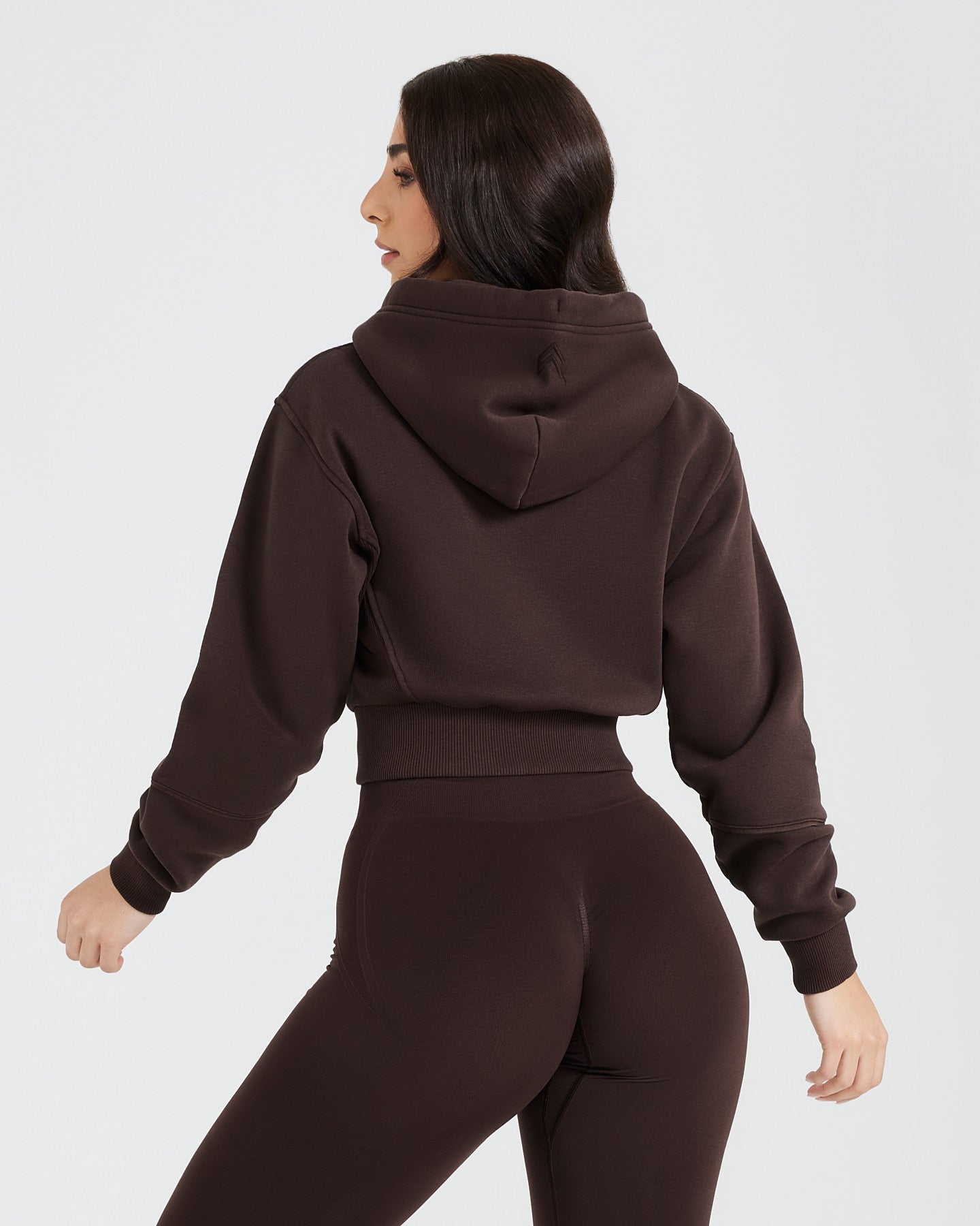Classic Lounge Cropped Zip Through Hoodie | 70% Cocoa
