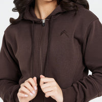 Classic Lounge Cropped Zip Through Hoodie | 70% Cocoa
