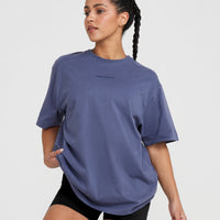Classic Mirror Graphic Oversized T-Shirt | Washed Slate Blue
