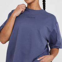 Classic Mirror Graphic Oversized T-Shirt | Washed Slate Blue