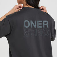 Classic Mirror Graphic Oversized T-Shirt | Washed Coal