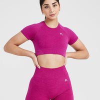 Classic Seamless 2.0 Short Sleeve Crop Top | Fuchsia Marl