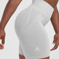 Effortless Seamless Cycling Shorts with White Logo | Grey Marl
