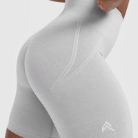 Effortless Seamless Cycling Shorts with White Logo | Grey Marl