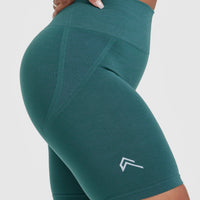 Effortless Seamless Cycling Shorts with White Logo | Marine Teal