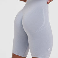 Effortless Seamless Cycling Shorts with White Logo | Metal Grey