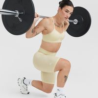 Effortless Seamless Cycling Shorts with White Logo | Vanilla