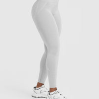 Effortless Seamless Leggings with White Logo | Grey Marl