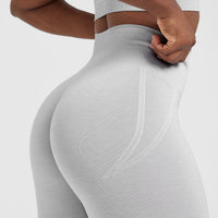 Effortless Seamless Leggings with White Logo | Grey Marl