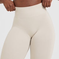 Effortless Seamless Leggings with White Logo | Sand