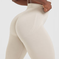 Effortless Seamless Leggings with White Logo | Sand