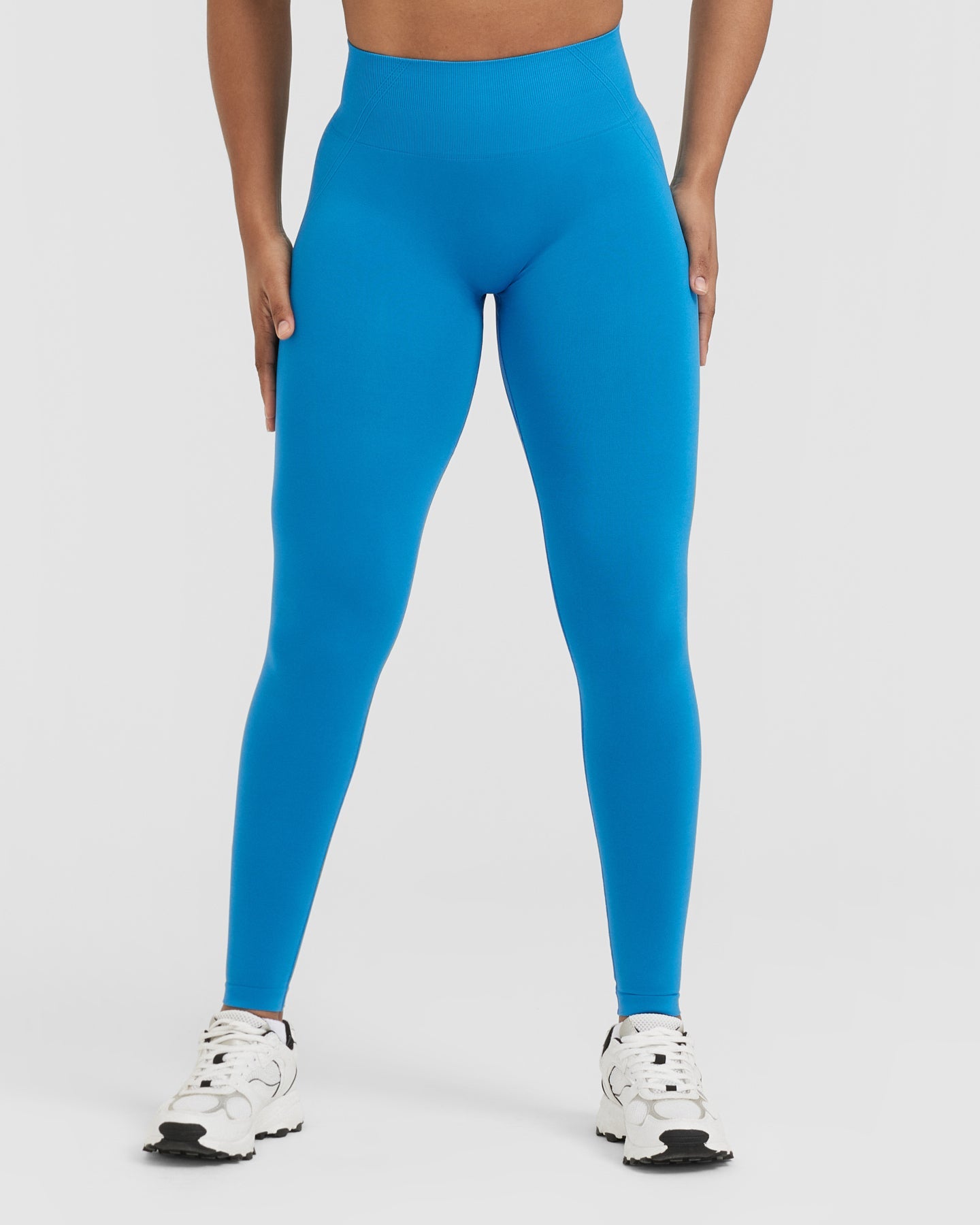 Effortless Seamless Leggings with White Logo | Tropical Blue