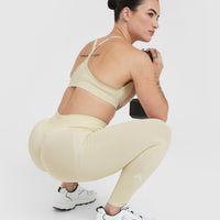 Effortless Seamless Leggings with White Logo | Vanilla