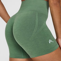 Effortless Seamless Shorts with White Logo | Forest Green