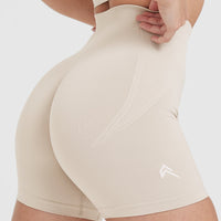 Effortless Seamless Shorts with White Logo | Sand