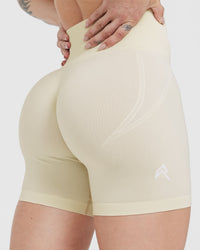 Effortless Seamless Shorts with White Logo | Vanilla