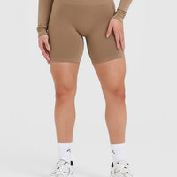 Effortless Seamless Shorts with White Logo | Walnut