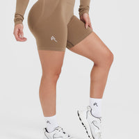 Effortless Seamless Shorts with White Logo | Walnut