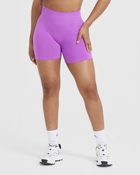 Effortless Seamless Shorts with White Logo | Grape Purple
