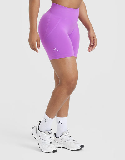 Effortless Seamless Shorts with White Logo | Grape Purple