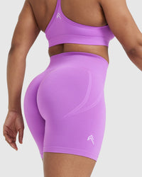 Effortless Seamless Shorts with White Logo | Grape Purple