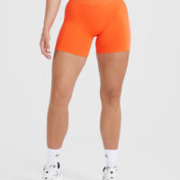 Effortless Seamless Shorts with White Logo | Tangerine Orange