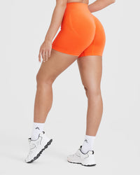 Effortless Seamless Shorts with White Logo | Tangerine Orange