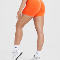 Effortless Seamless Shorts with White Logo | Tangerine Orange
