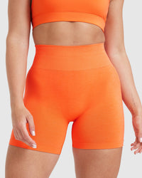 Effortless Seamless Shorts with White Logo | Tangerine Orange