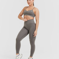 Effortless Strappy Bralette with White Logo | Ash Grey