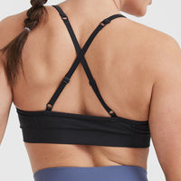 Effortless Strappy Bralette with White Logo | Coal