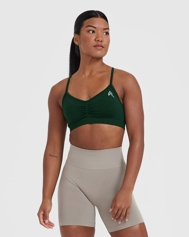 Effortless Strappy Bralette with White Logo | Evergreen