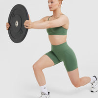 Effortless Strappy Bralette with White Logo | Forest Green