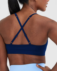 Effortless Strappy Bralette with White Logo | Midnight