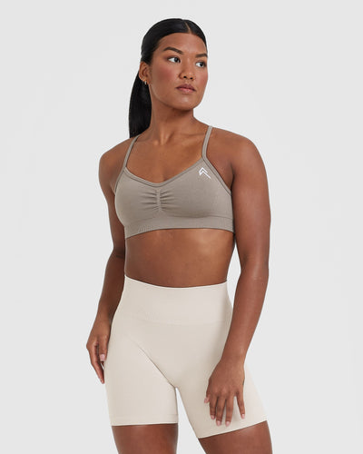 Effortless Strappy Bralette with White Logo | Minky