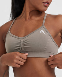 Effortless Strappy Bralette with White Logo | Minky