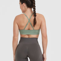 Effortless Strappy Bralette with White Logo | Sage