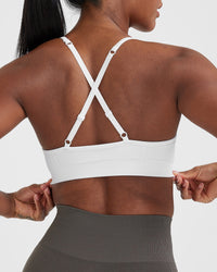 Effortless Strappy Bralette with White Logo | White