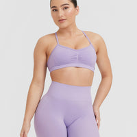 Effortless Strappy Bralette with White Logo | Wisteria Purple