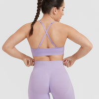 Effortless Strappy Bralette with White Logo | Wisteria Purple