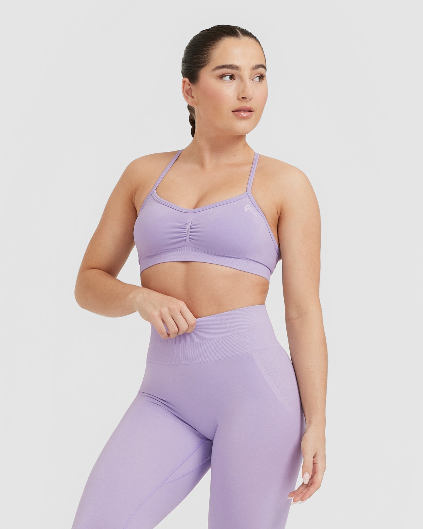 Effortless Strappy Bralette with White Logo | Wisteria Purple