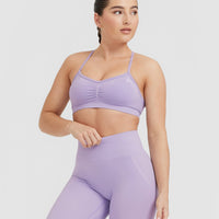 Effortless Strappy Bralette with White Logo | Wisteria Purple