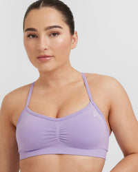 Effortless Strappy Bralette with White Logo | Wisteria Purple