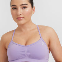 Effortless Strappy Bralette with White Logo | Wisteria Purple