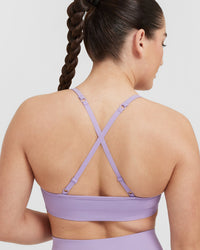 Effortless Strappy Bralette with White Logo | Wisteria Purple