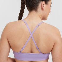 Effortless Strappy Bralette with White Logo | Wisteria Purple