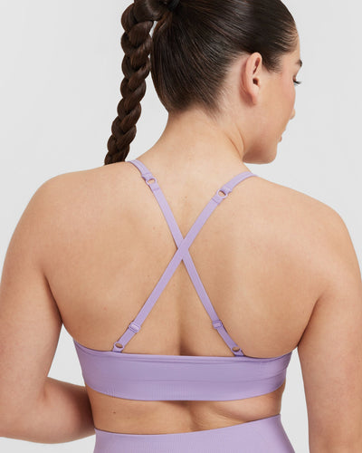 Effortless Strappy Bralette with White Logo | Wisteria Purple